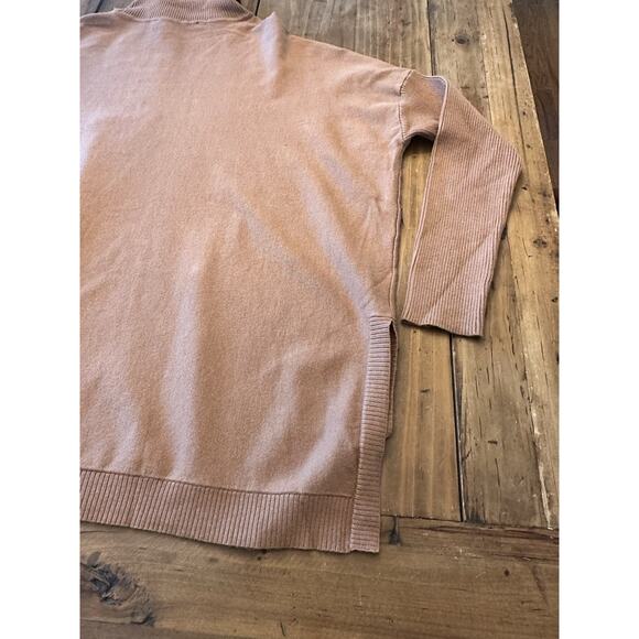 Boston Proper Size Small Tunic Sweater Tan Ribbed Turtleneck Capsule Minimalist - Picture 12 of 13